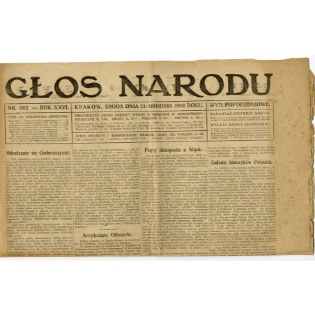 Głos Narodu. R.26 (1916. Nr 582 (13 grudnia 1916). Wydanie popołudniowe