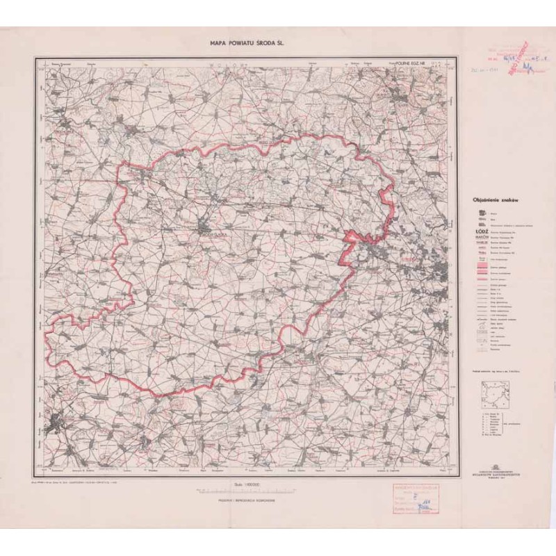 Mapa powiatu Środa Śl. [Śląska]. 1:100.000