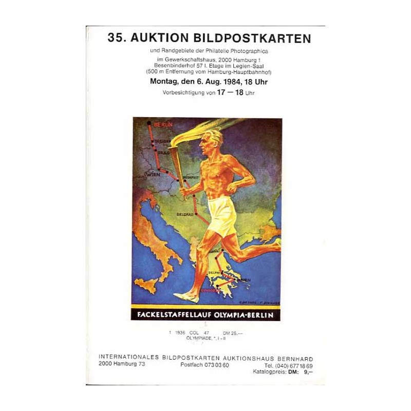 [Martin Bernhard] 35. Auktion Bildpostkarten und Randgebiete der Philatelie Photographica im Gewerkschaftshaus, 2000 Hamburg 1.