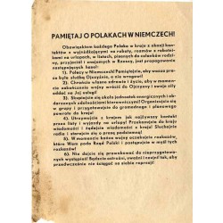 Pamiętaj o Polakach w Niemczech! [Inc.:] Obowiązkiem każdego Polaka w kraju z okazji kontaktów z wyjeżdżającymi na roboty, rozmó