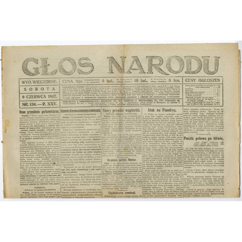 Głos Narodu. R.25 (1917). Nr 136 (9 czerwca 1917). Wydanie wieczorne