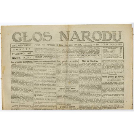 Głos Narodu. R.25 (1917). Nr 136 (9 czerwca 1917). Wydanie wieczorne