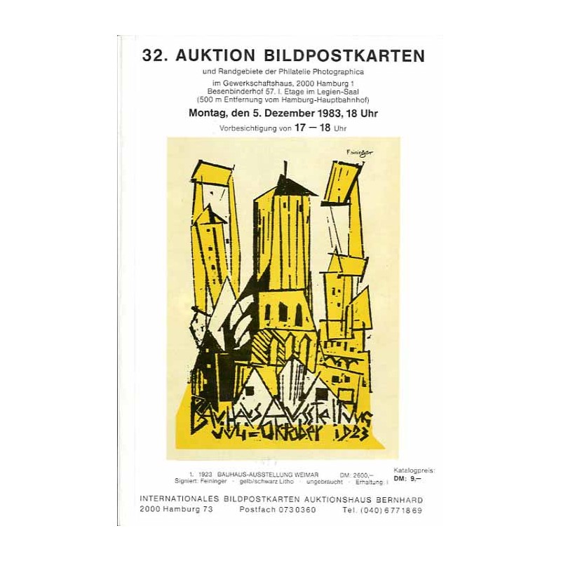 [Martin Bernhard] 32. Auktion Bildpostkarten und Randgebiete der Philatelie Photographica im Gewerkschaftshaus, 2000 Hamburg 1.