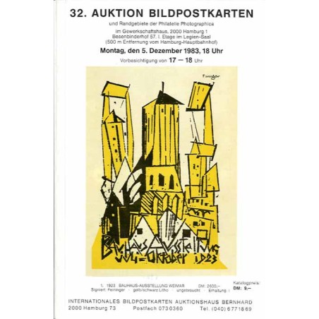 [Martin Bernhard] 32. Auktion Bildpostkarten und Randgebiete der Philatelie Photographica im Gewerkschaftshaus, 2000 Hamburg 1.