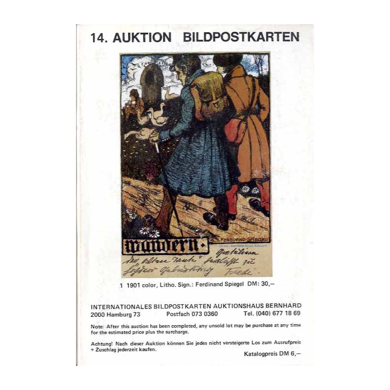 [Martin Bernhard] 14. Auktion Bildpostkarten. Photographica und Randgebiete der Philatelie im Haus des Sports, 2000 Hamburg 6. S