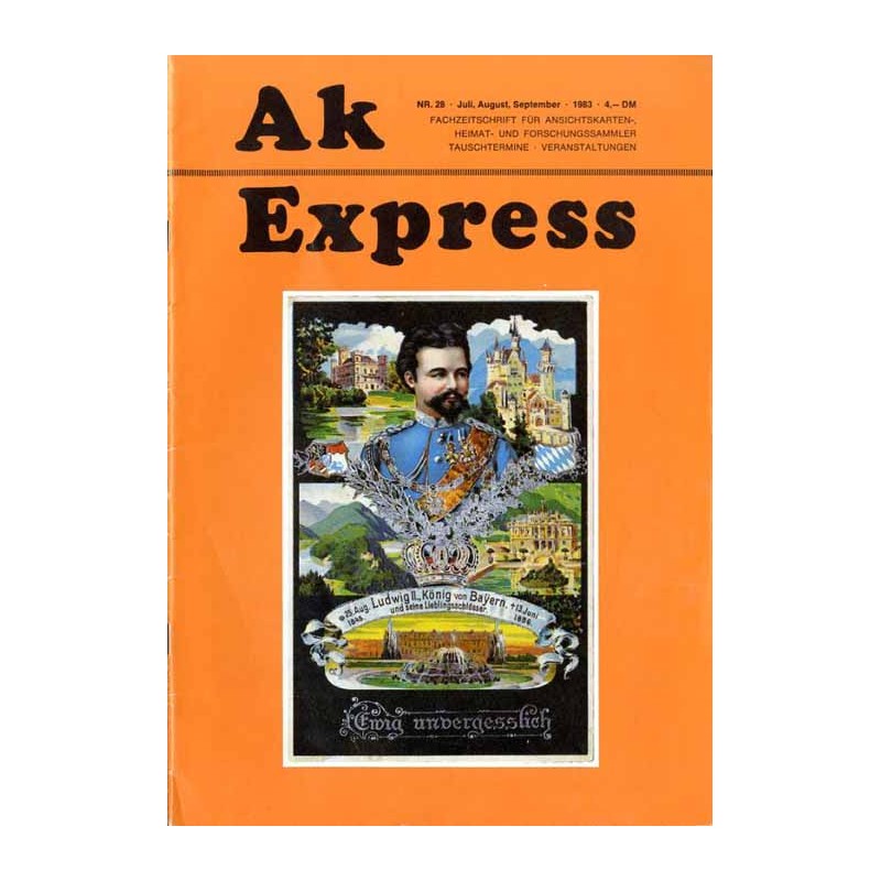 Ak Express Fachzeitschrift für Ansichtskarten-, Heimat- und Forschungssammler, Tauschtermine, Veranstaltungen. (1983). Nr 28 (Ju