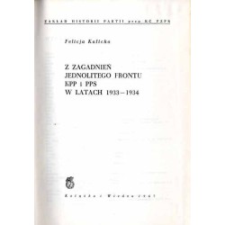 Z zagadnień jednolitego frontu KPP i PPS w latach 1933-1934