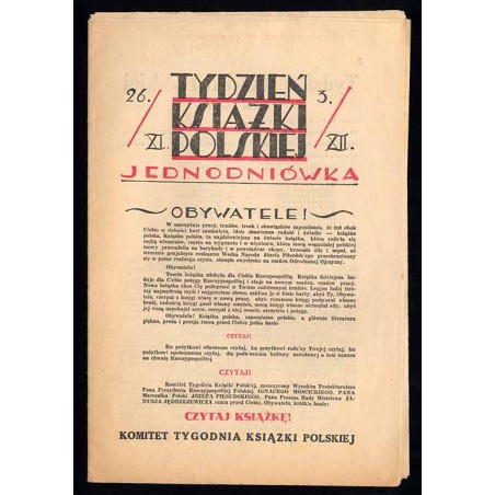Tydzień Książki Polskiej. Jednodniówka. 26.XI. - 3.XII. [1933]