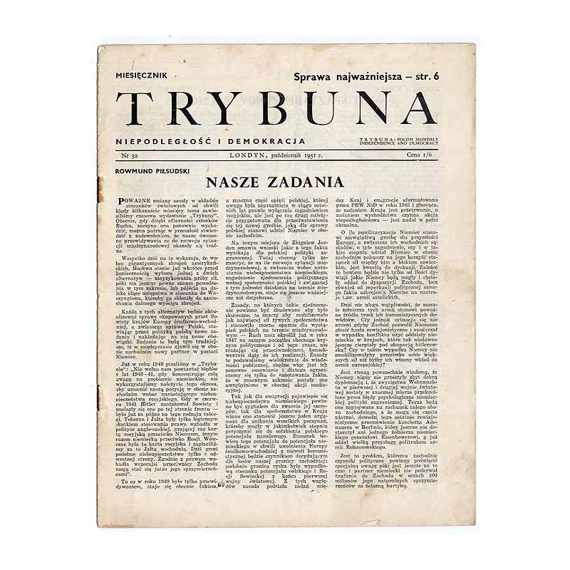 Trybuna. Niepodległość i Demokracja. 1951. Nr 32 (Październik 1951)