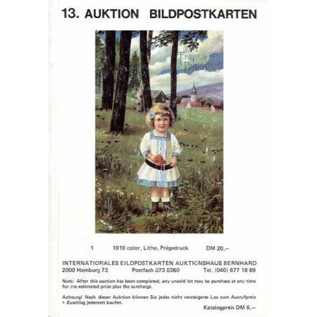 [Martin Bernhard] 13. Auktion Bildpostkarten. Photographica und Randgebiete der Philatelie im Haus des Sports, 2000 Hamburg 6. S