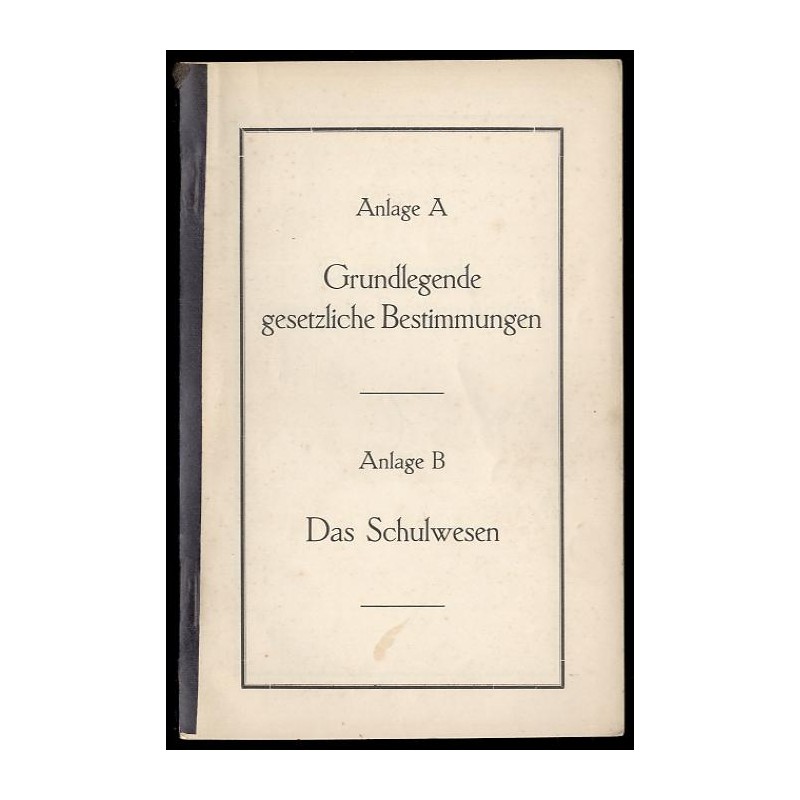 Anlage A: Grundlegende gesetzliche Bestimmungen Anlage B: Das Schulwesen