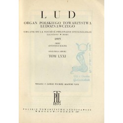 Lud. Rocznik Polskiego Towarzystwa Ludoznawczego. T.71 (1987)
