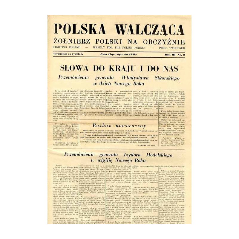 Polska Walcząca - Żołnierz polski na obczyźnie. Fighting Poland. Weekly for the Polish Forces. R.3 (1941). Nr 2 (11 stycznia 194