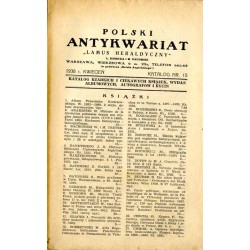 Polski Antykwariat "Lamus Heraldyczny", Warszawa, Wierzbowa 6 [...] (1938). Katalog Nr 15 (kwiecień 1938). Katalog rzadkich i ci