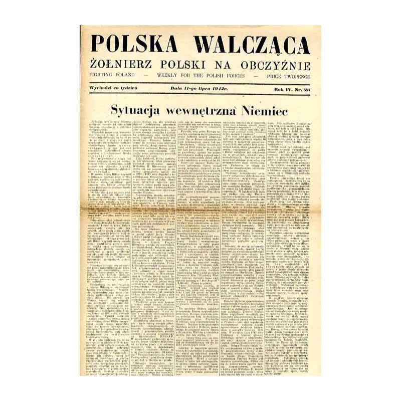Polska Walcząca - Żołnierz polski na obczyźnie. Fighting Poland. Weekly for the Polish Forces. R.4 (1942). Nr 28 (11 lipca 1942)