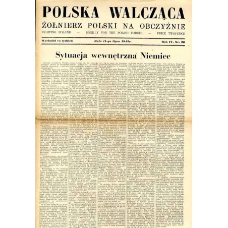 Polska Walcząca - Żołnierz polski na obczyźnie. Fighting Poland. Weekly for the Polish Forces. R.4 (1942). Nr 28 (11 lipca 1942)