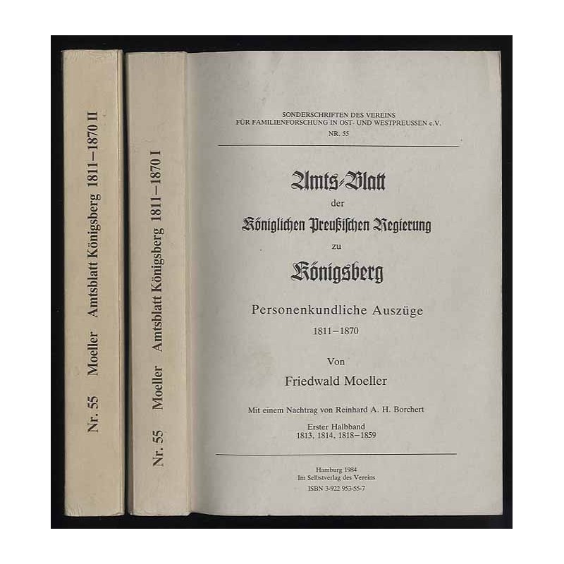 Amts-Blatt der Königlichen Preußischen Regierung zu Königsberg. Personenkundliche Auszüge 1811-1870. 2t