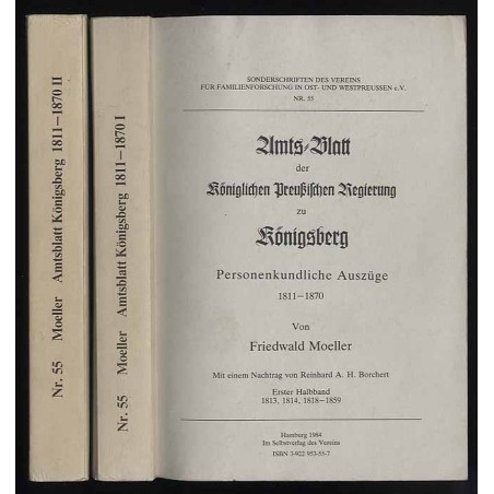 Amts-Blatt der Königlichen Preußischen Regierung zu Königsberg. Personenkundliche Auszüge 1811-1870. 2t