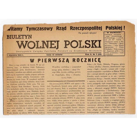 Biuletyn Wolnej Polski. R.2 (1945). Nr 1 (20) (1 I 1945)