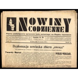 Nowiny Codzienne. Pismo poświęcone sprawom ludu polskiego na Śląsku Opolskim. R.26 (1936). Nr 223 (27 września 1936)