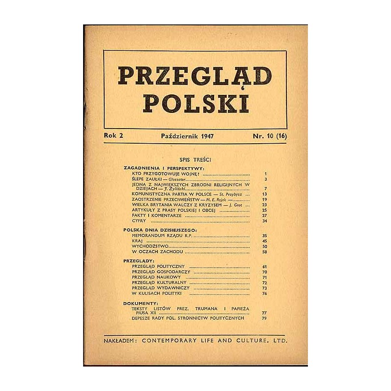 Przegląd Polski. R.2 (1947). Nr 10 (16) (Październik 1947)