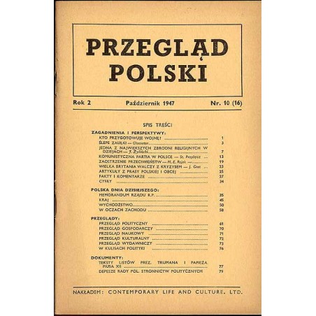 Przegląd Polski. R.2 (1947). Nr 10 (16) (Październik 1947)