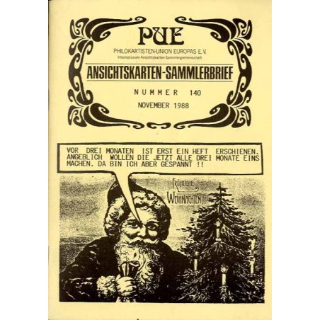 Ansichtskarten-Sammlerbrief. (1988) Nr 140 (November1988). PUE Philokaristen-Union Europas E.V