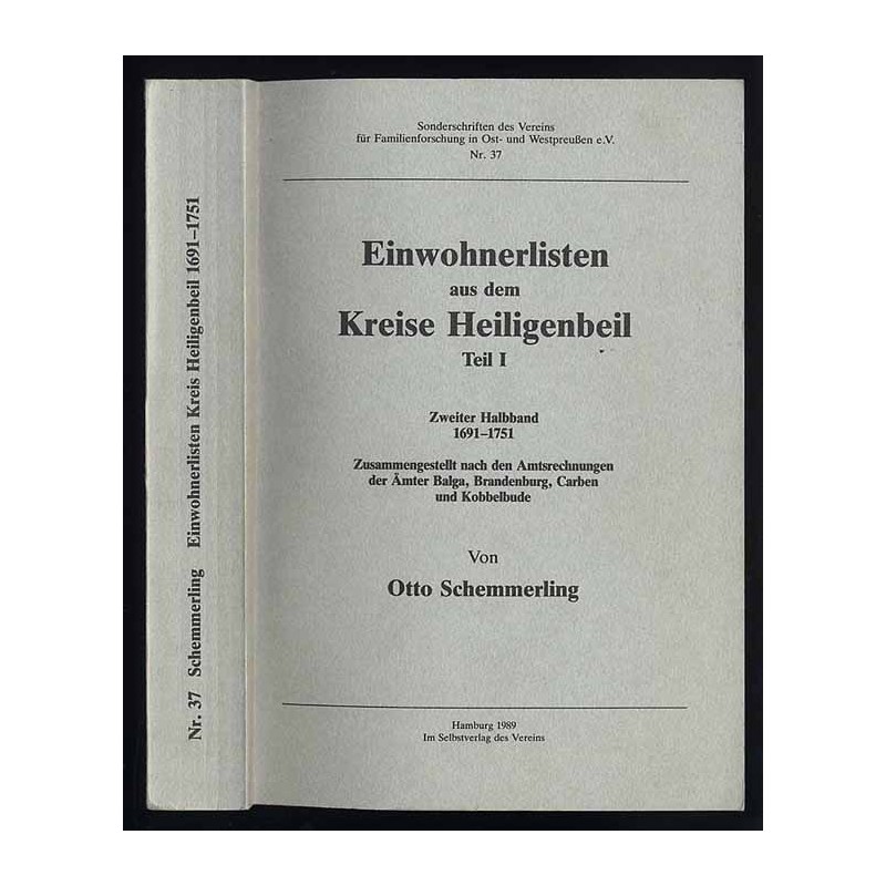 Einwohnerlisten aus dem Kreise Heiligenbeil. T.1. Cz.2 1691-1751