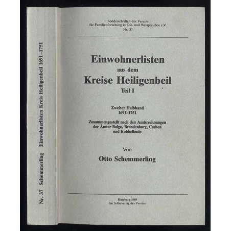 Einwohnerlisten aus dem Kreise Heiligenbeil. T.1. Cz.2 1691-1751