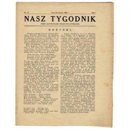Nasz Tygodnik. Pismo ilustrowane społeczno-literackie. R.1 (1924). Nr 13 (30 sierpnia 1924)