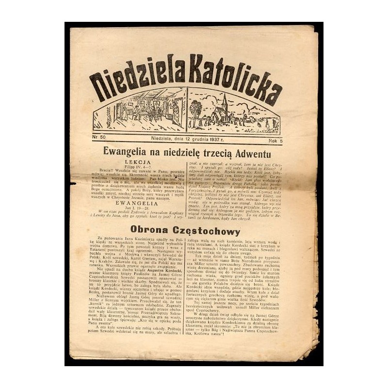 Niedziela Katolicka. R.5 (12 XII 1937) nr 50