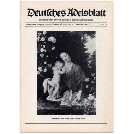 Deutsches Adelsblatt. 19. Jahrgang (1980). Nr 12 (10 XII 1980) [Maria mit dem Kind, Peter Paul Rubens]