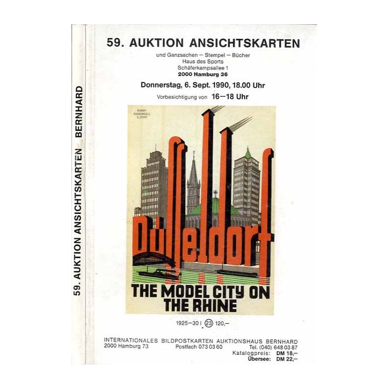[Martin Bernhard] 59. Auktion Ansichtskarten und Ganzsachen - Stempel - Bücher. Haus des Sports Schäferkampsallee 1. 2000 Hambur