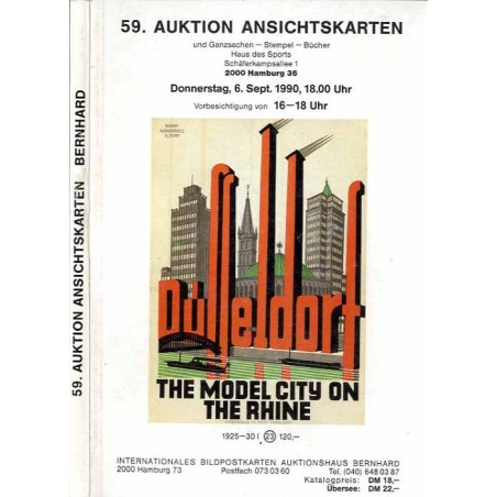 [Martin Bernhard] 59. Auktion Ansichtskarten und Ganzsachen - Stempel - Bücher. Haus des Sports Schäferkampsallee 1. 2000 Hambur