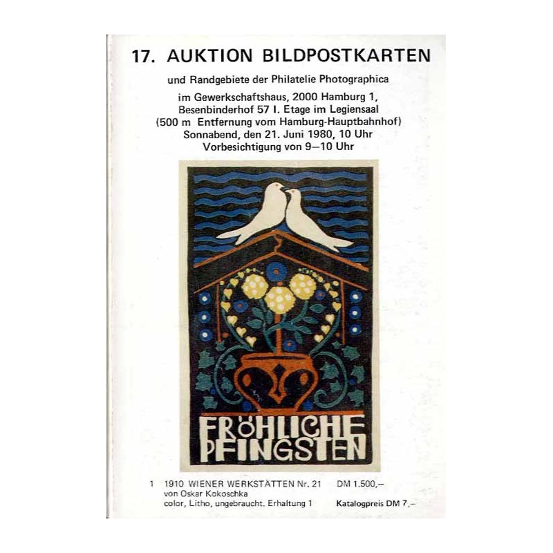 [Martin Bernhard] 17. Auktion Bildpostkarten und Randgebiete der Philatelie Photographica im Gewerkschaftshaus, 2000 Hamburg 1.