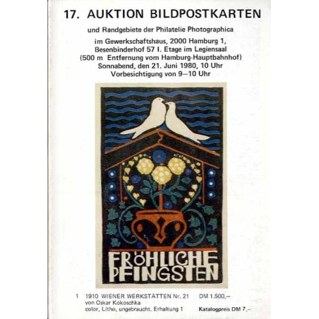 [Martin Bernhard] 17. Auktion Bildpostkarten und Randgebiete der Philatelie Photographica im Gewerkschaftshaus, 2000 Hamburg 1.