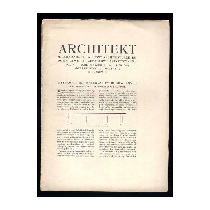 Architekt. Miesięcznik, poświęcony architekturze, budownictwu i przemysłowi artystycznemu. R.13 (1912). Z.3-4 (Marzec-Kwiecień 1