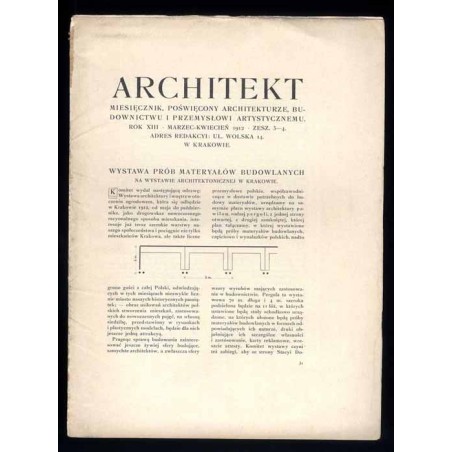 Architekt. Miesięcznik, poświęcony architekturze, budownictwu i przemysłowi artystycznemu. R.13 (1912). Z.3-4 (Marzec-Kwiecień 1
