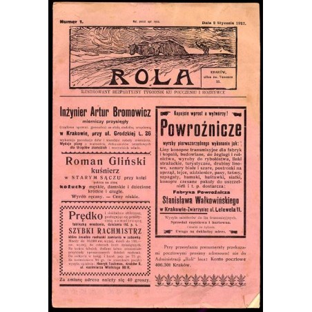 Rola. Ilustrowany bezpartyjny tygodnik ku pouczeniu i rozrywce. R.10 (1927). Nr 1-52