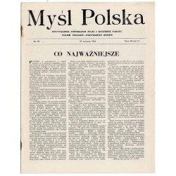 Myśl Polska. Dwutygodnik poświęcony życiu i kulturze narodu  Polish Thought. Fortnightly review. [R.5] (1945). Nr 93 (20 czerwc