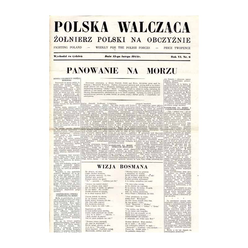 Polska Walcząca - Żołnierz Polski na Obczyźnie. Fighting Poland. Weekly for the Polish Forces. R.6 (1944). Nr 6 (12 lutego 1944)