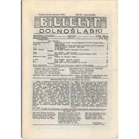 Biuletyn Dolnośląski. Miesięcznik niezależny. 1984. Nr 8/58 (Grudzień 1984)