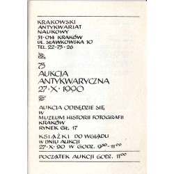 [Katalog aukcyjny Krakowski Antykwariat Naukowy] 73 Aukcja Antykwaryczna 27.10.1990