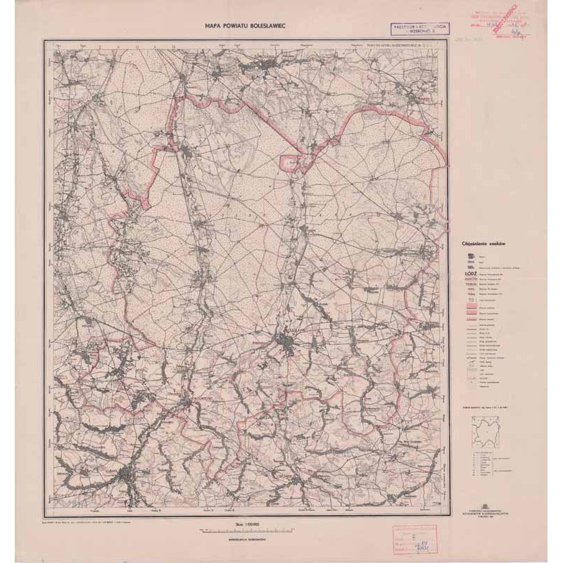 Mapa powiatu Bolesławiec. 1:100.000