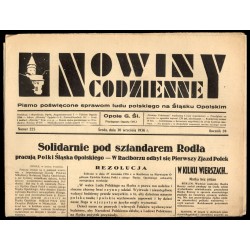 Nowiny Codzienne. Pismo poświęcone sprawom ludu polskiego na Śląsku Opolskim. R.26 (1936). Nr 225 (30 września 1936)
