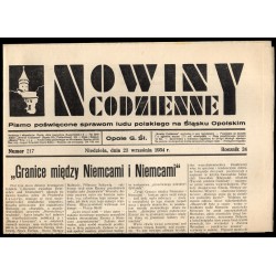 Nowiny Codzienne. Pismo poświęcone sprawom ludu polskiego na Śląsku Opolskim. R.24 (1934). Nr 217 (23 września 1934)