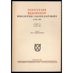 Inwentarz rękopisów Biblioteki Jagiellońskiej. Nr 8001-9000. Cz.2: 8501-9000