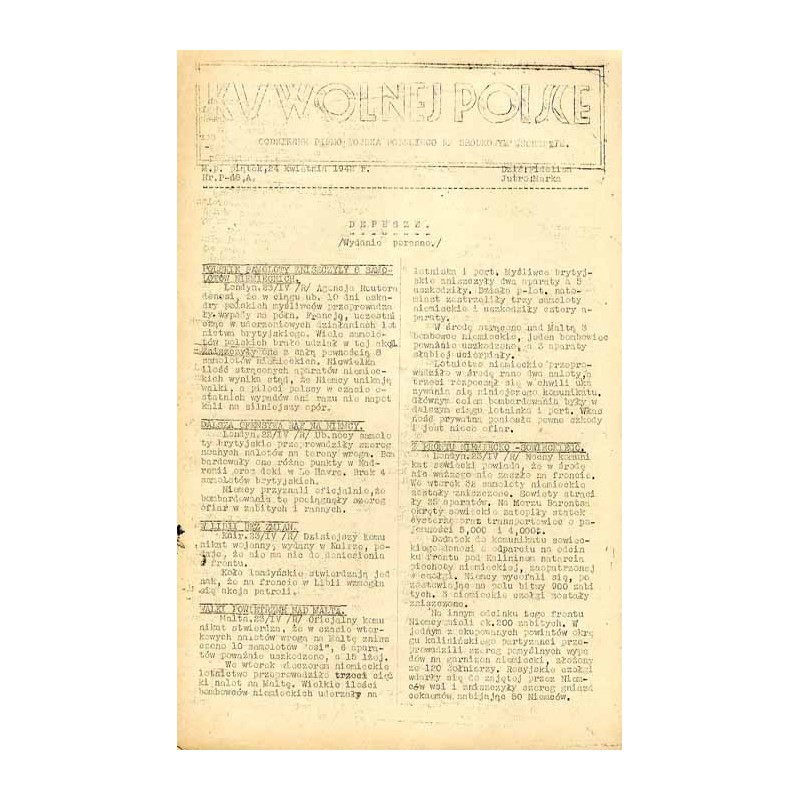 Ku Wolnej Polsce. Tygodnik Wojska Polskiego na Środkowym Wschodzie. Codzienne pismo Wojska Polskiego na Środkowym Wschodzie. 194