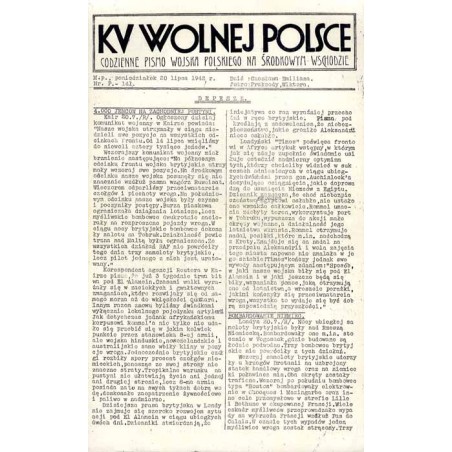 Ku Wolnej Polsce. Tygodnik Wojska Polskiego na Środkowym Wschodzie. Codzienne pismo Wojska Polskiego na Środkowym Wschodzie. 194