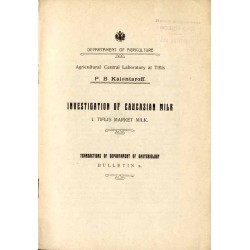 Yzslъdovanie Kavkazskaho Moloka  Investigation of Caucasian Milk. I. Tiflis Market Milk